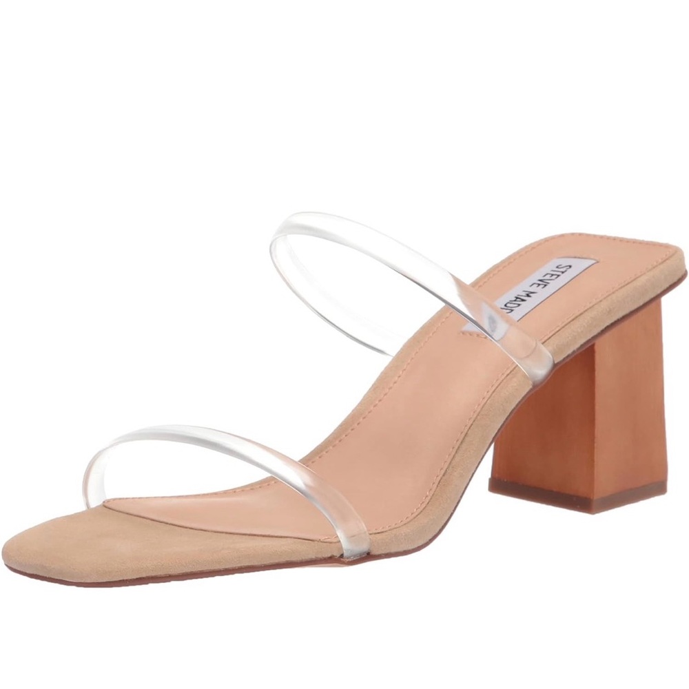 Steve Madden Block Heels- Clear Straps
